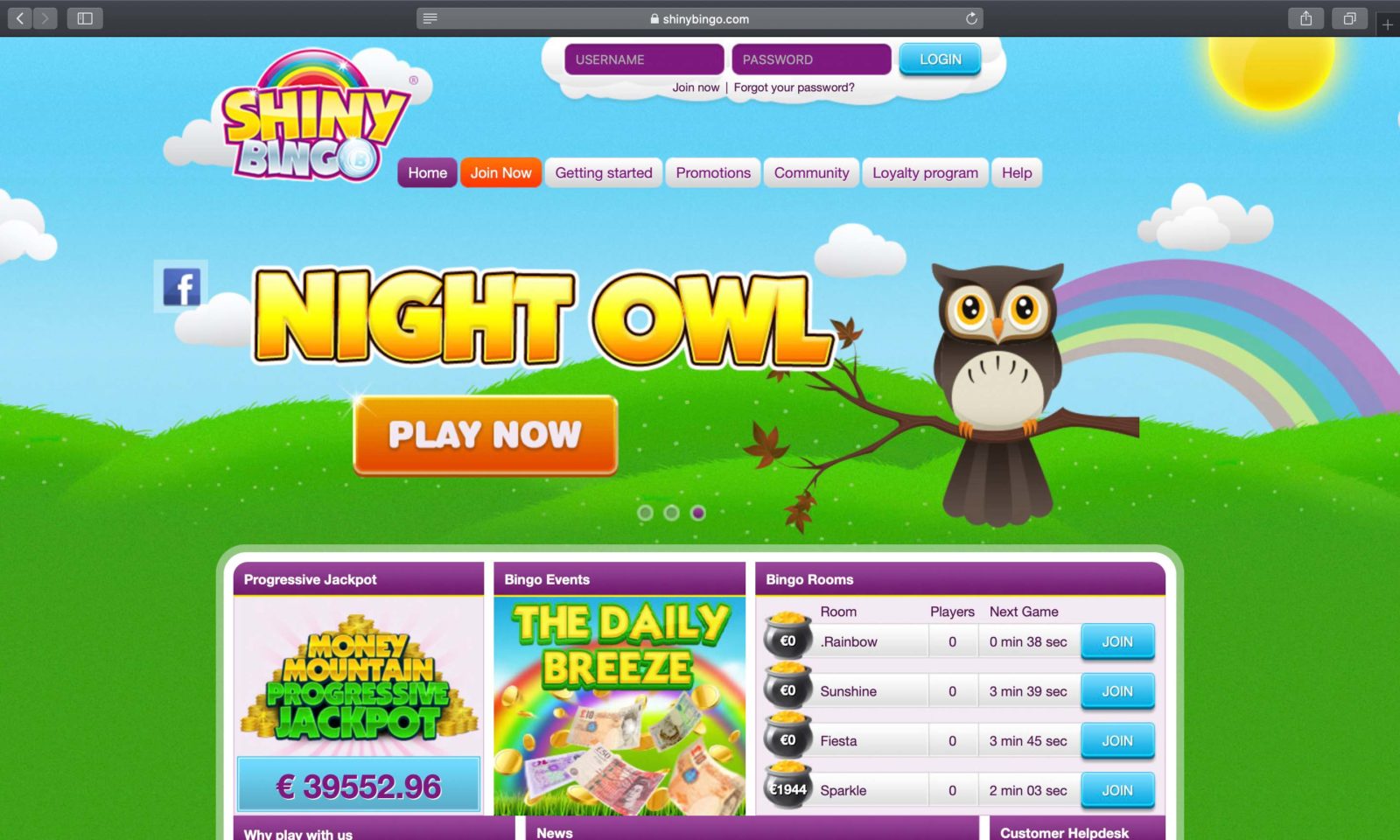 Screenshot of shinybingo.com