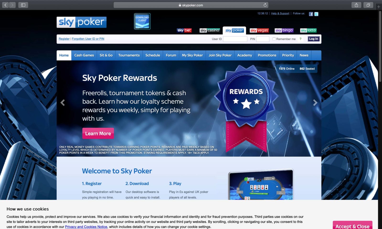 Screenshot of skypoker.com