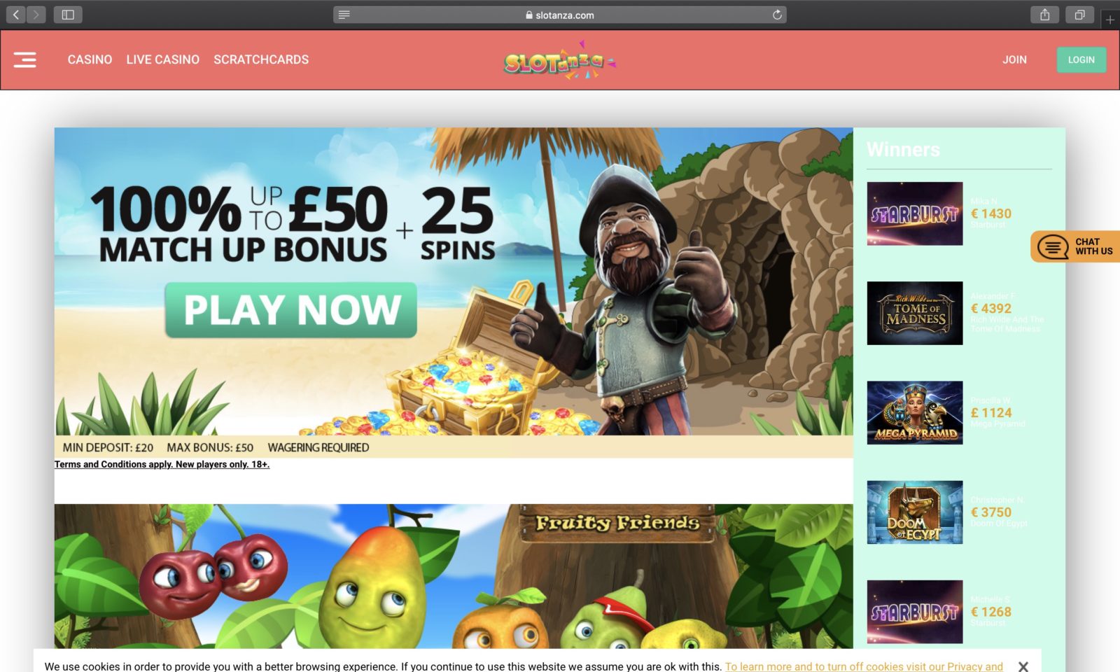 Screenshot of slotanza.com