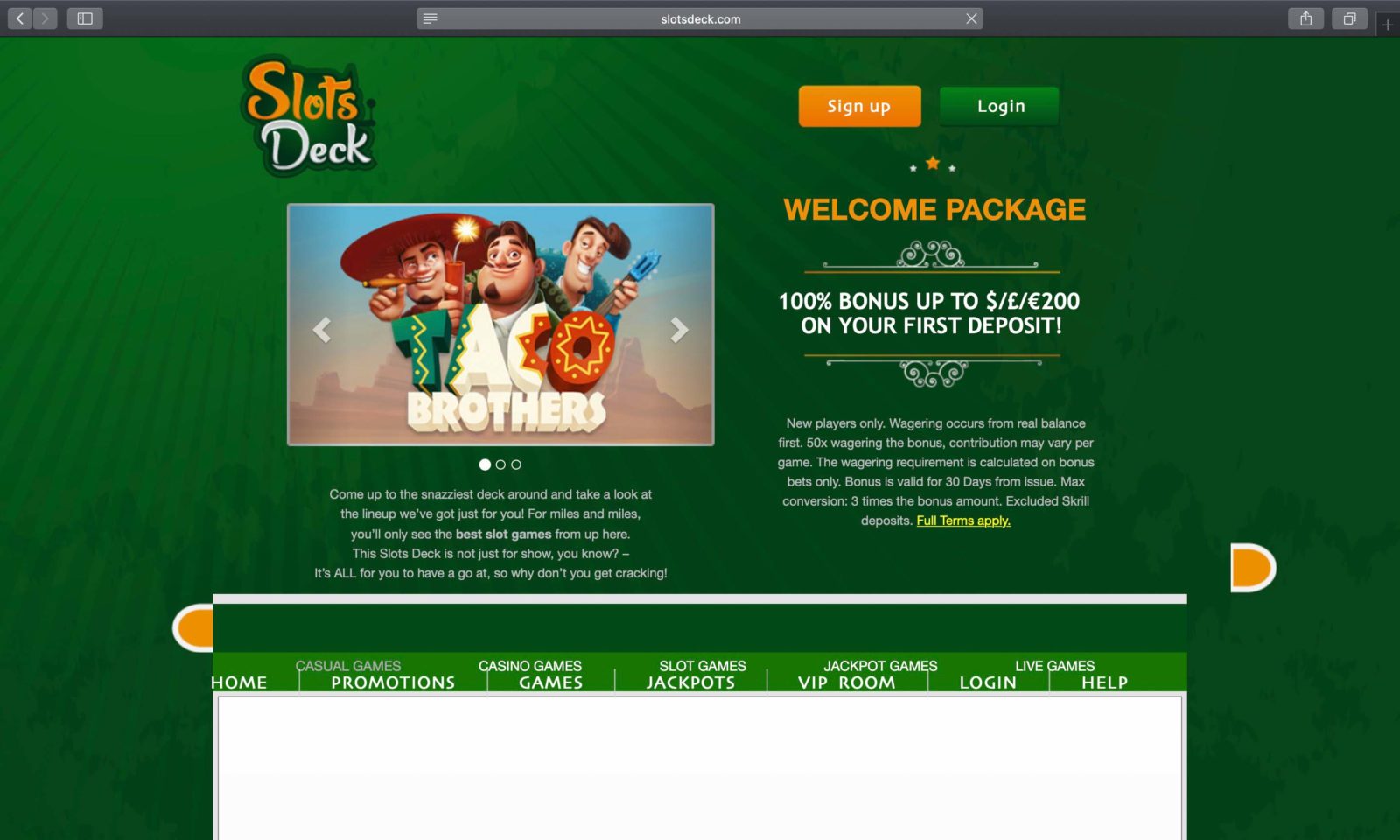 Screenshot of slotsdeck.com