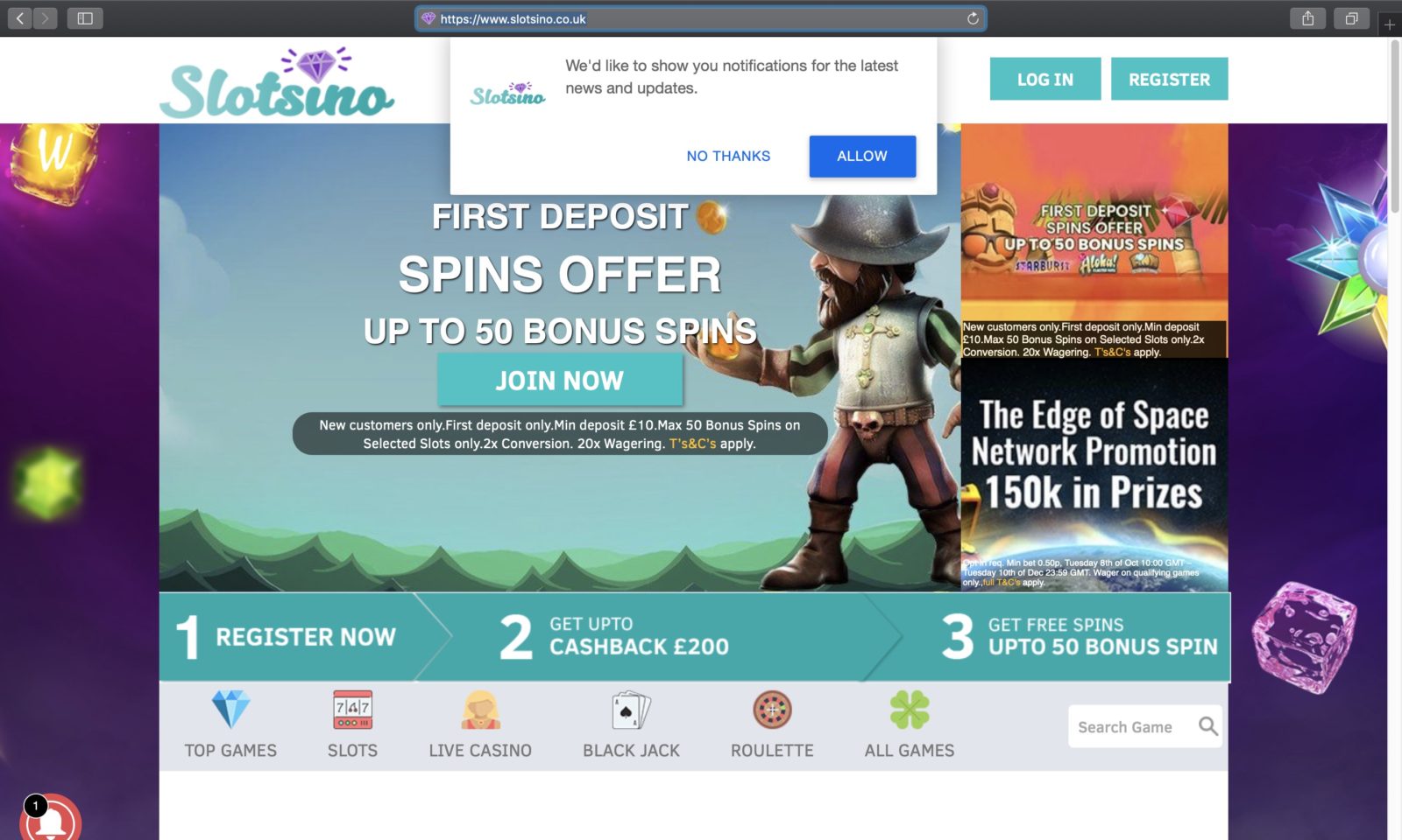Screenshot of slotsino.co.uk