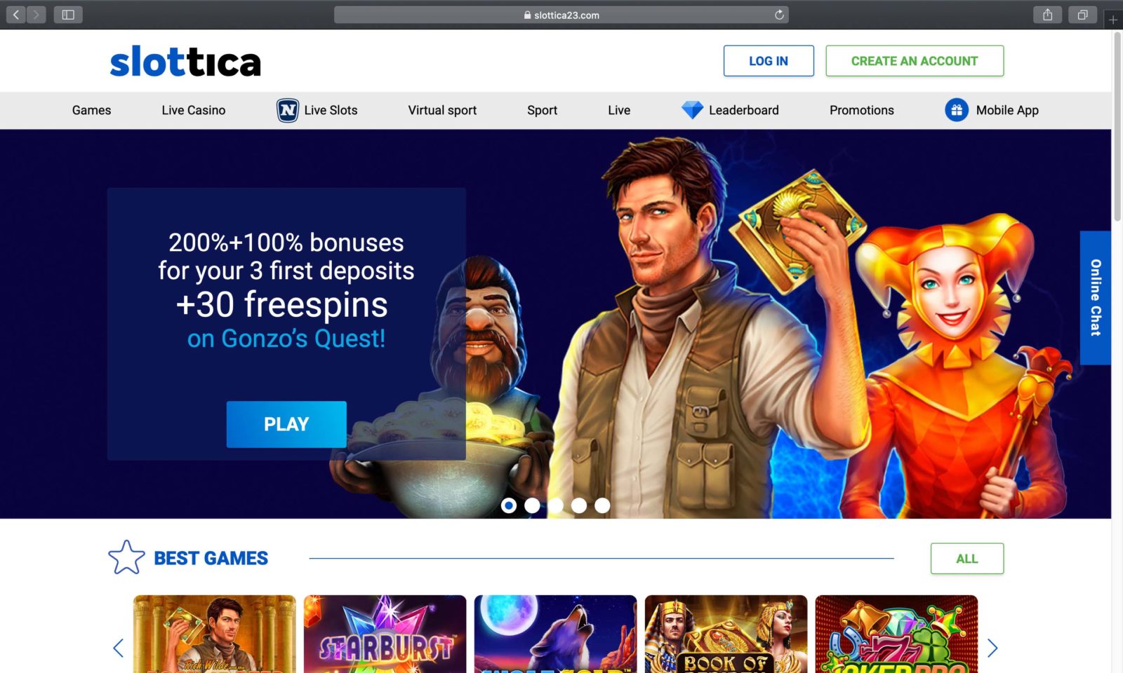 Screenshot of slottica23.com