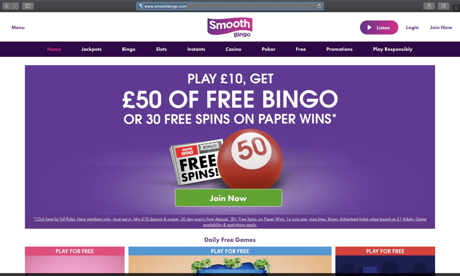 Screenshot of smoothbingo.com