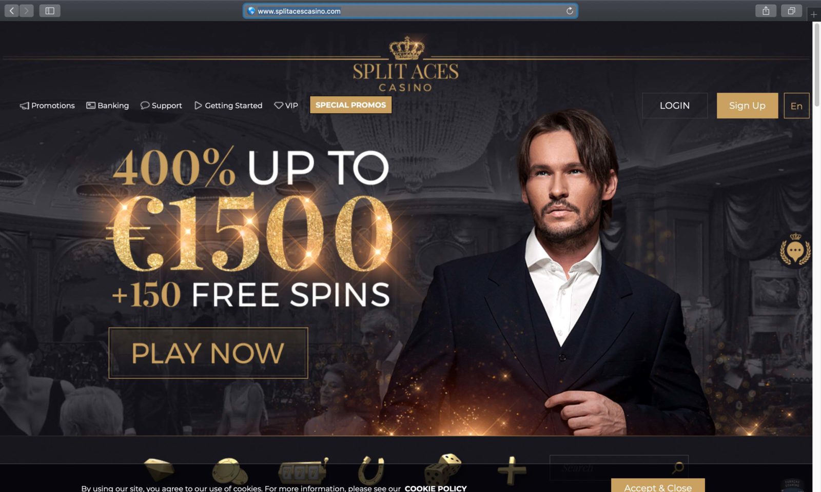 Screenshot of splitacescasino.com