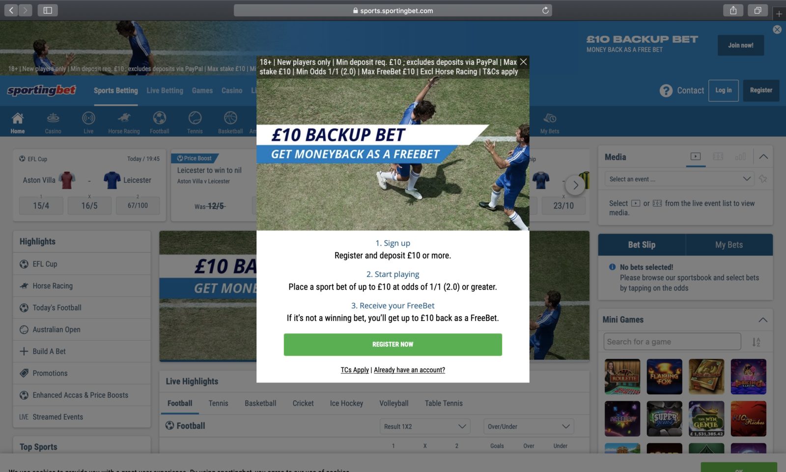 Screenshot of sportingbet.com