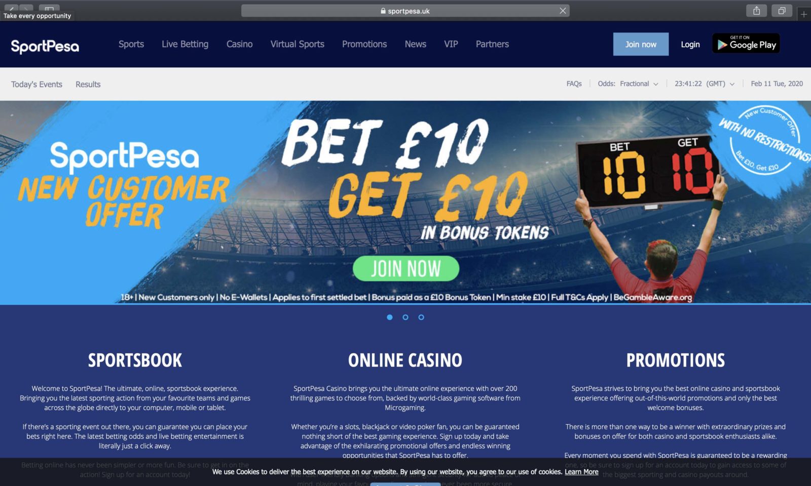 Screenshot of sportpesa.uk
