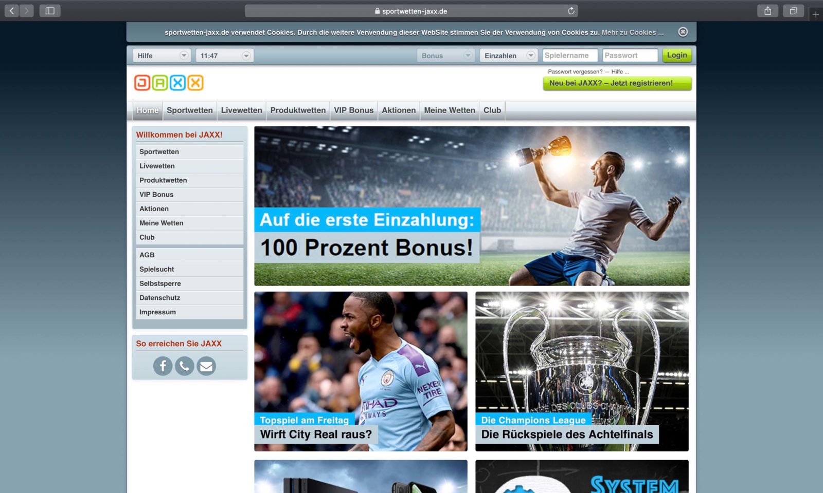 Screenshot of sportwetten-jaxx.de