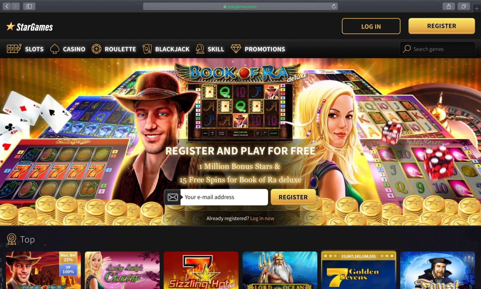 Screenshot of stargames.com