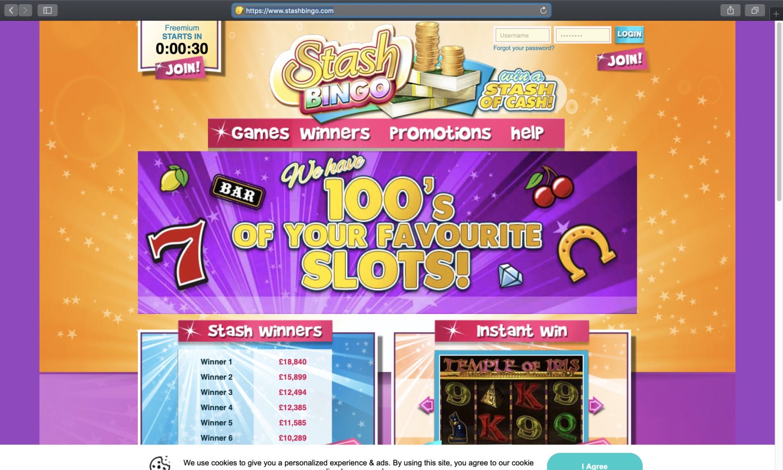 Screenshot of stashbingo.com