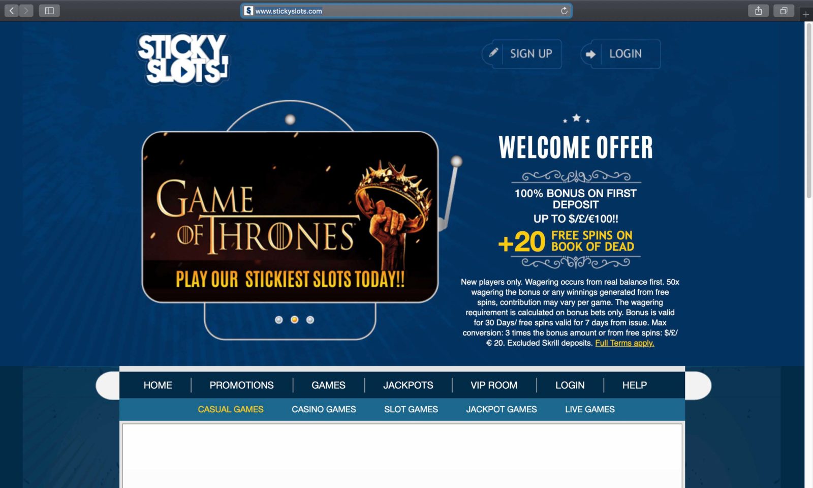 Screenshot of stickyslots.com