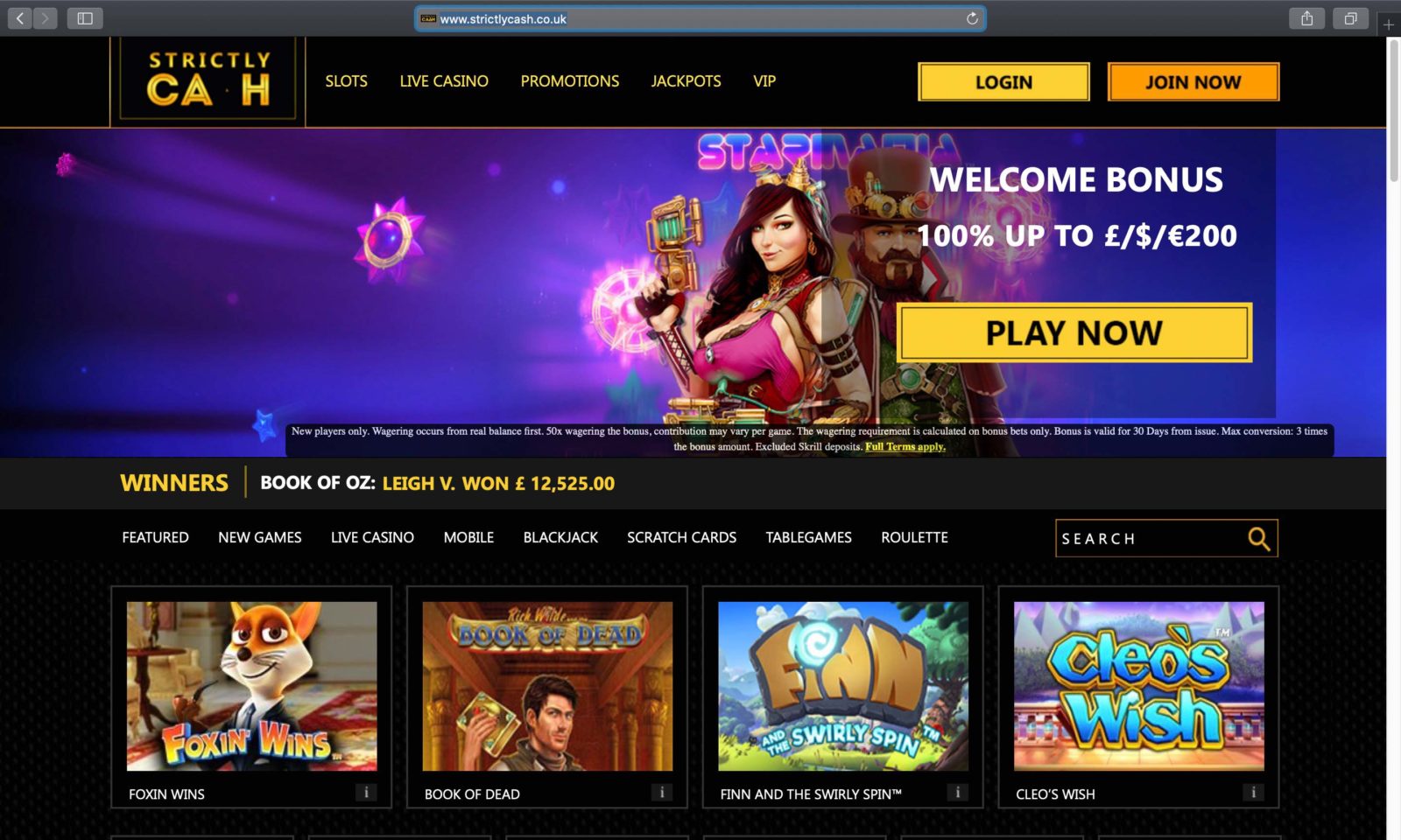 Screenshot of strictlycash.co.uk