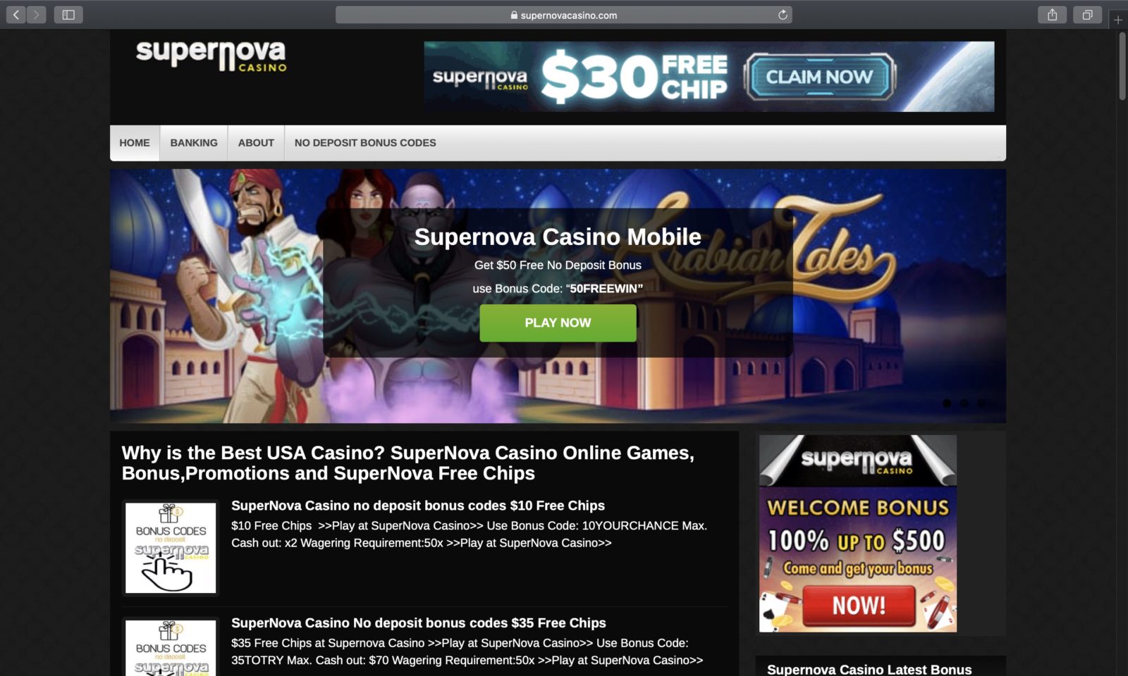 Screenshot of supernovacasino.com