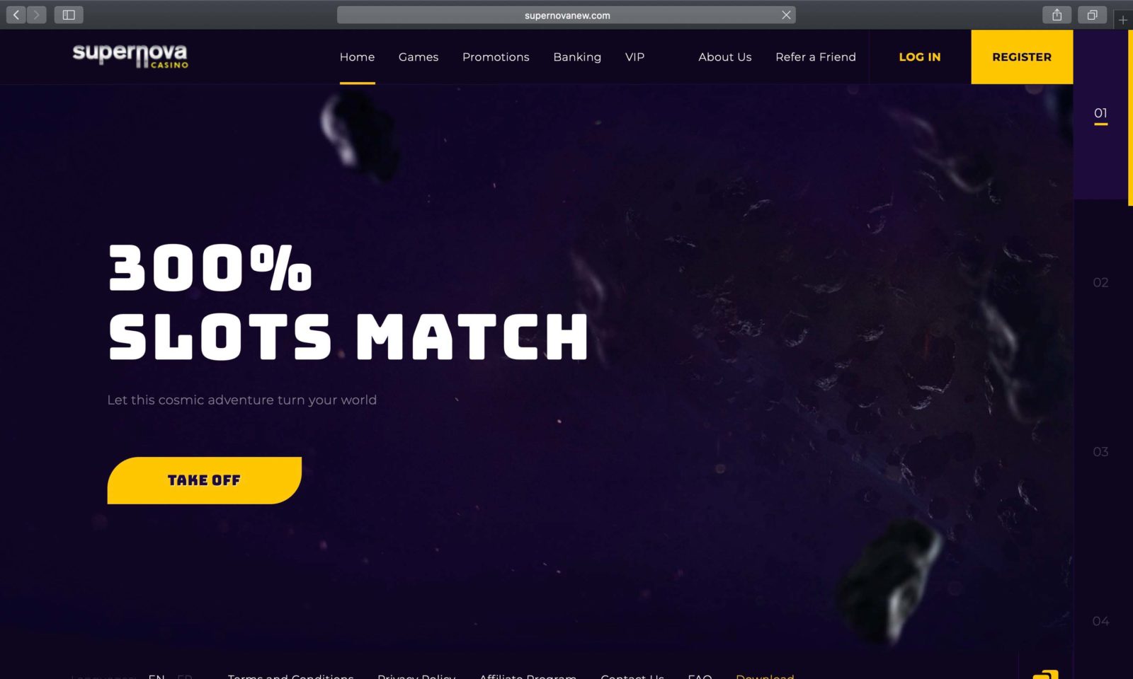 Screenshot of supernovanew.com