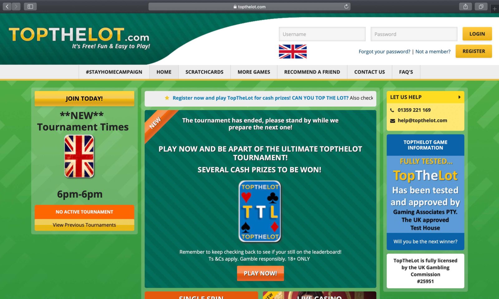 Screenshot of topthelot.com