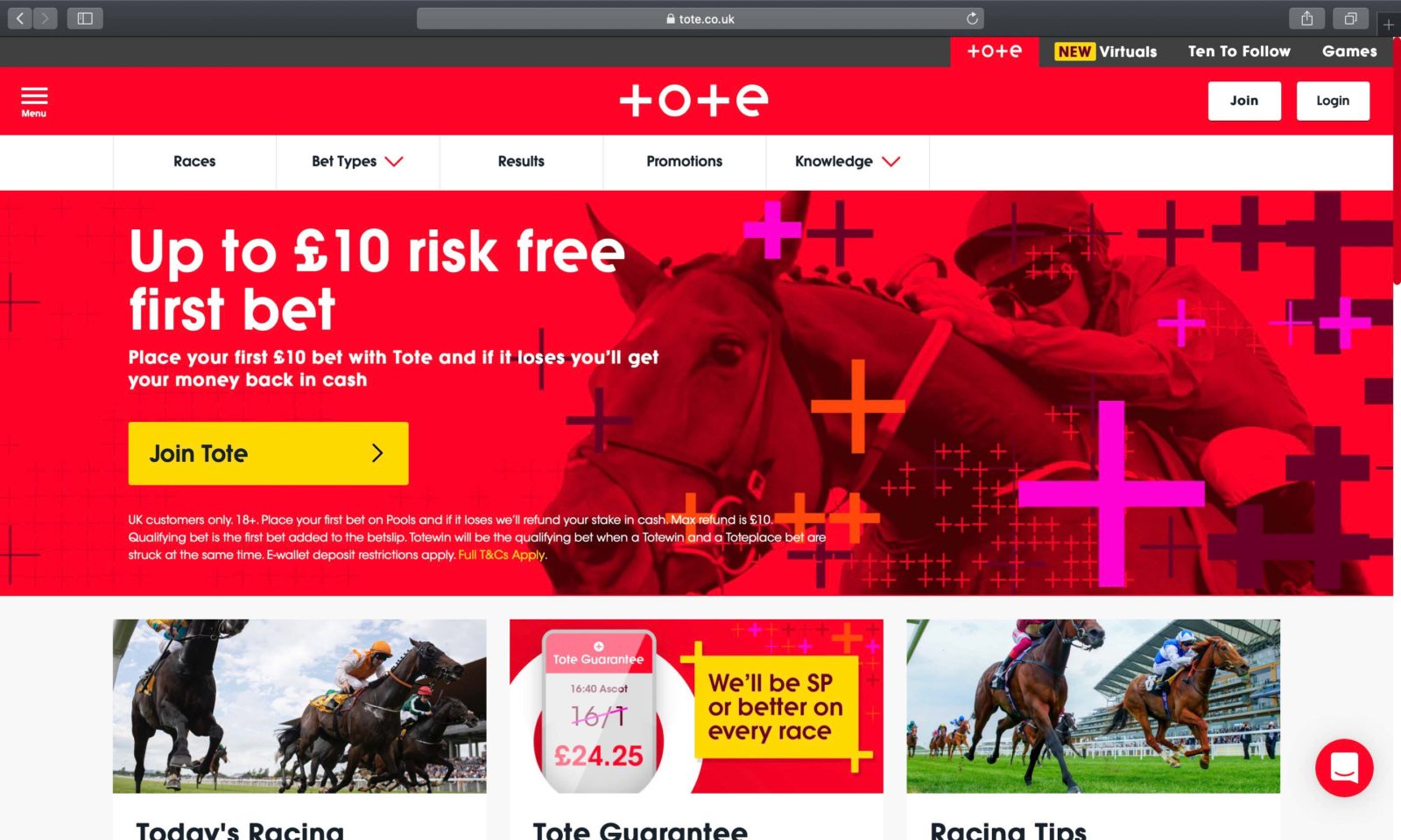 Screenshot of tote.co.uk