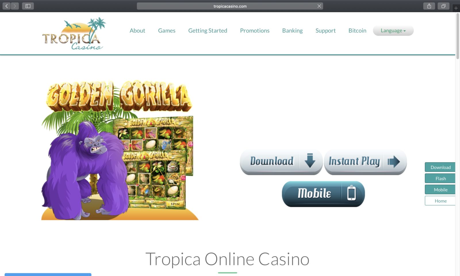 Screenshot of tropicacasino.com