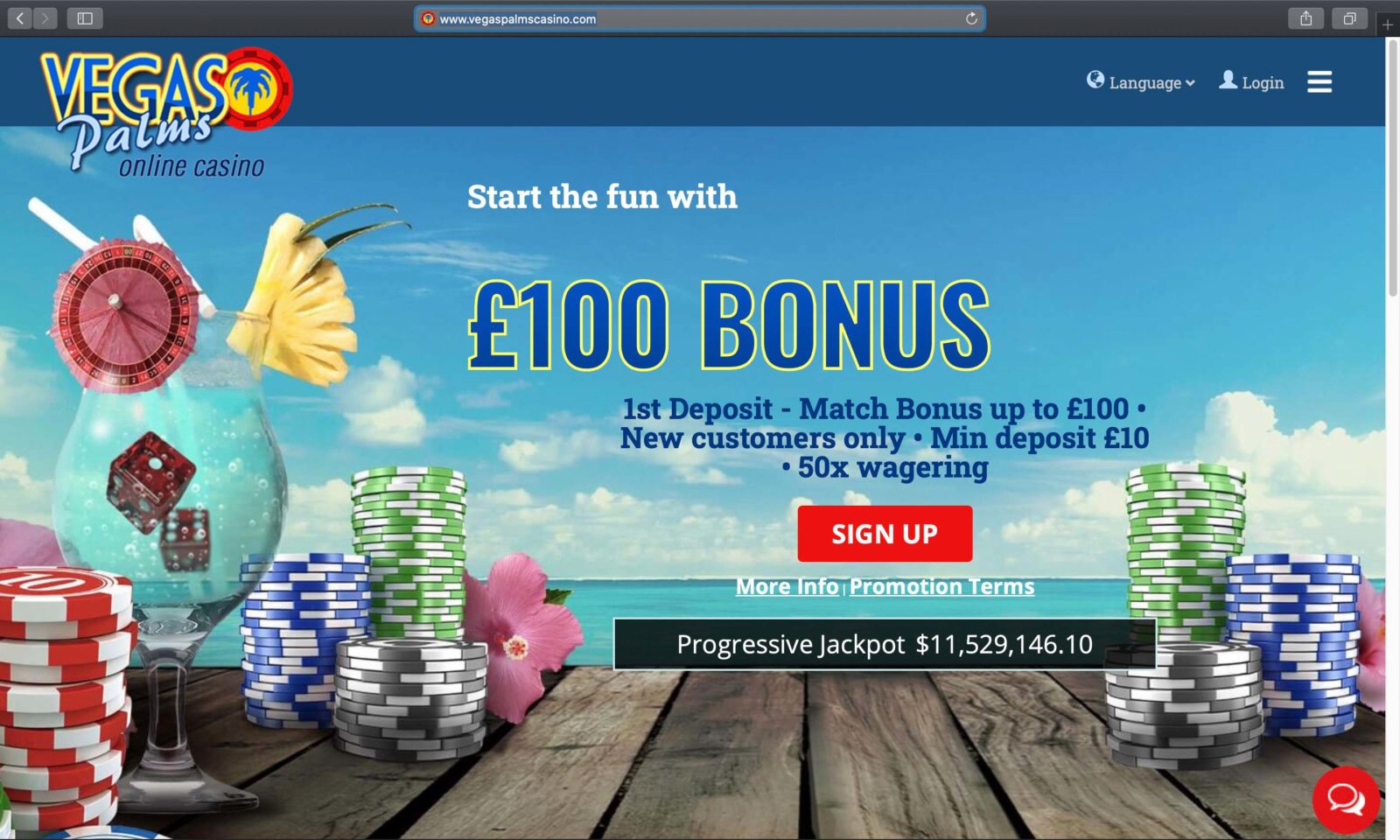 Screenshot of vegaspalmscasino.com