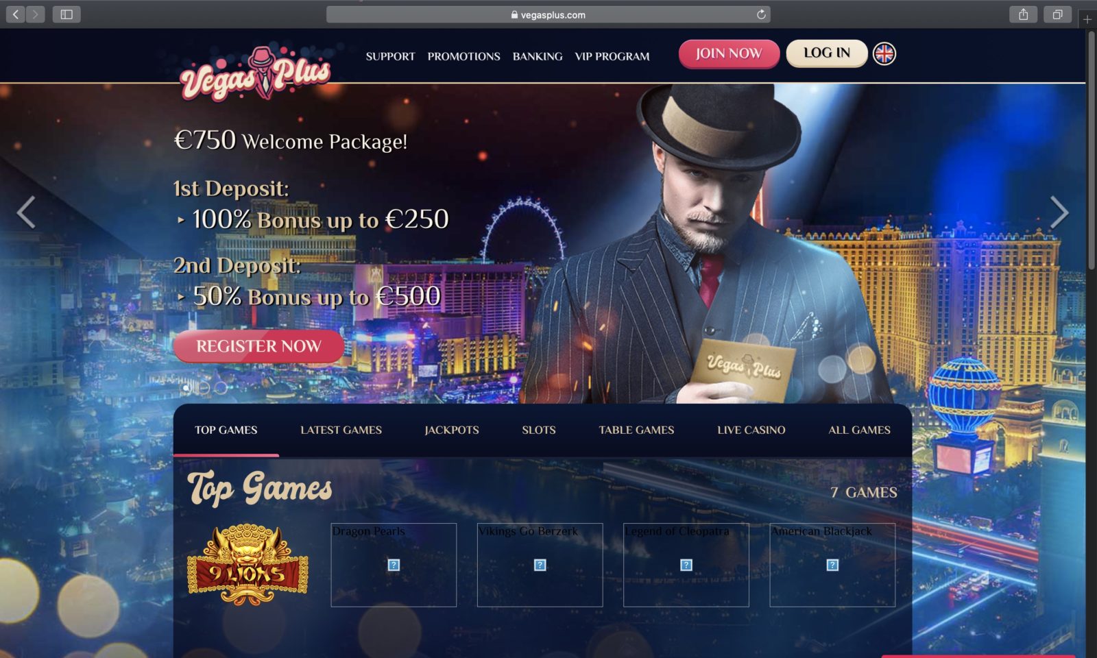 Screenshot of vegasplus.com