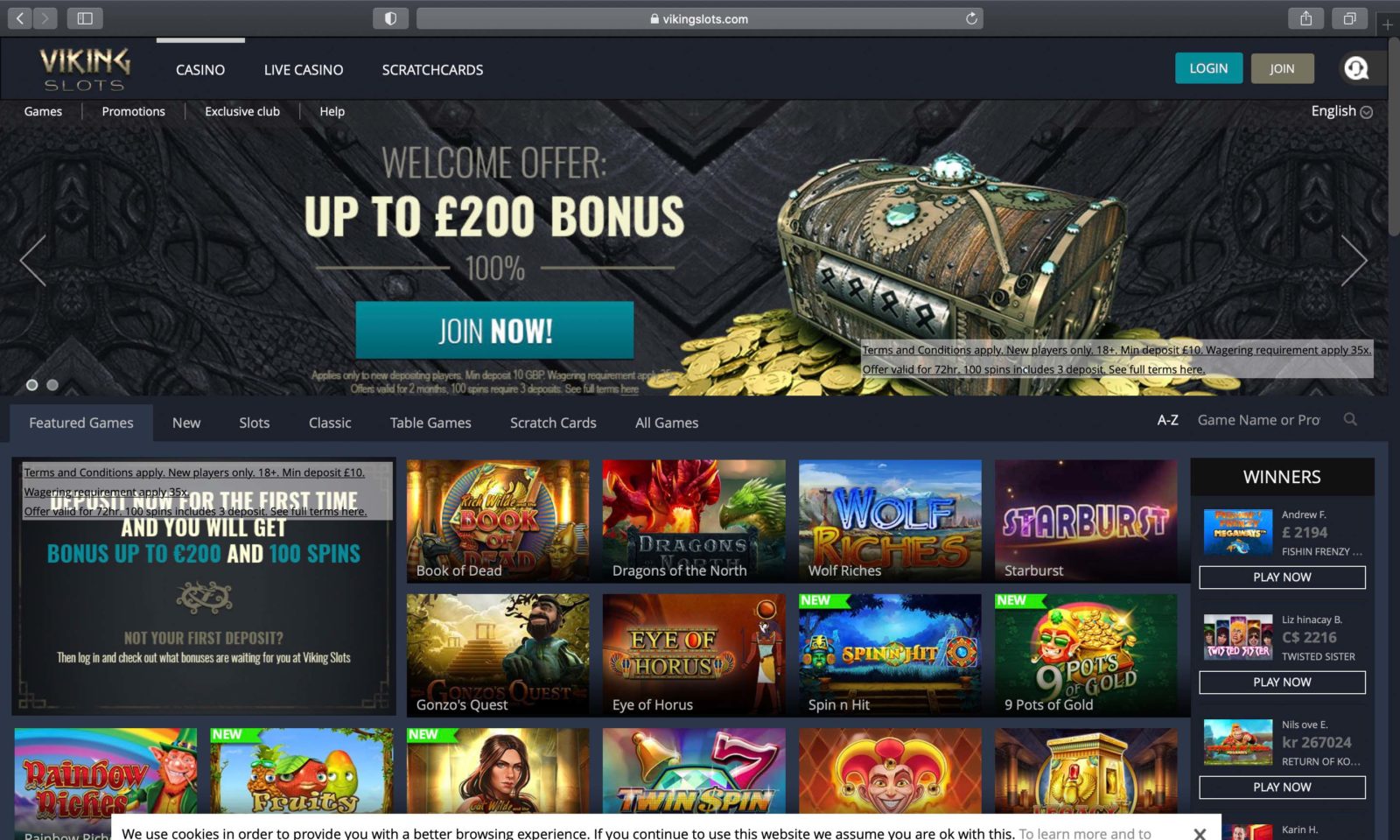 Screenshot of vikingslots.com