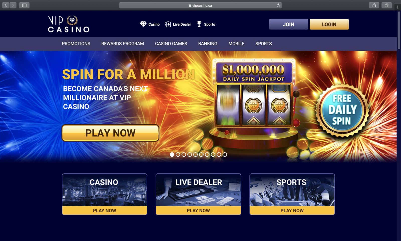 Screenshot of vipcasino.com