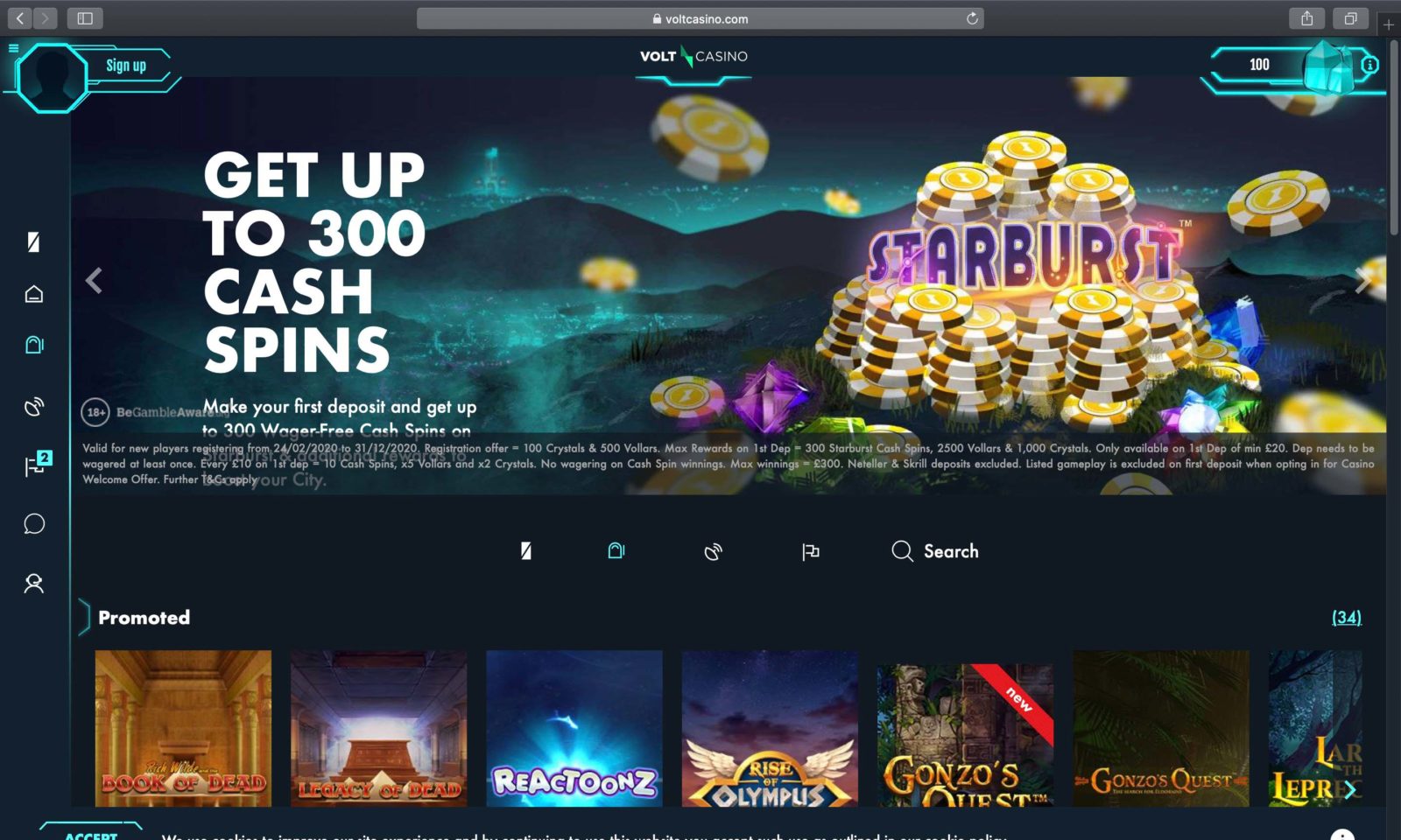 Screenshot of voltcasino.com