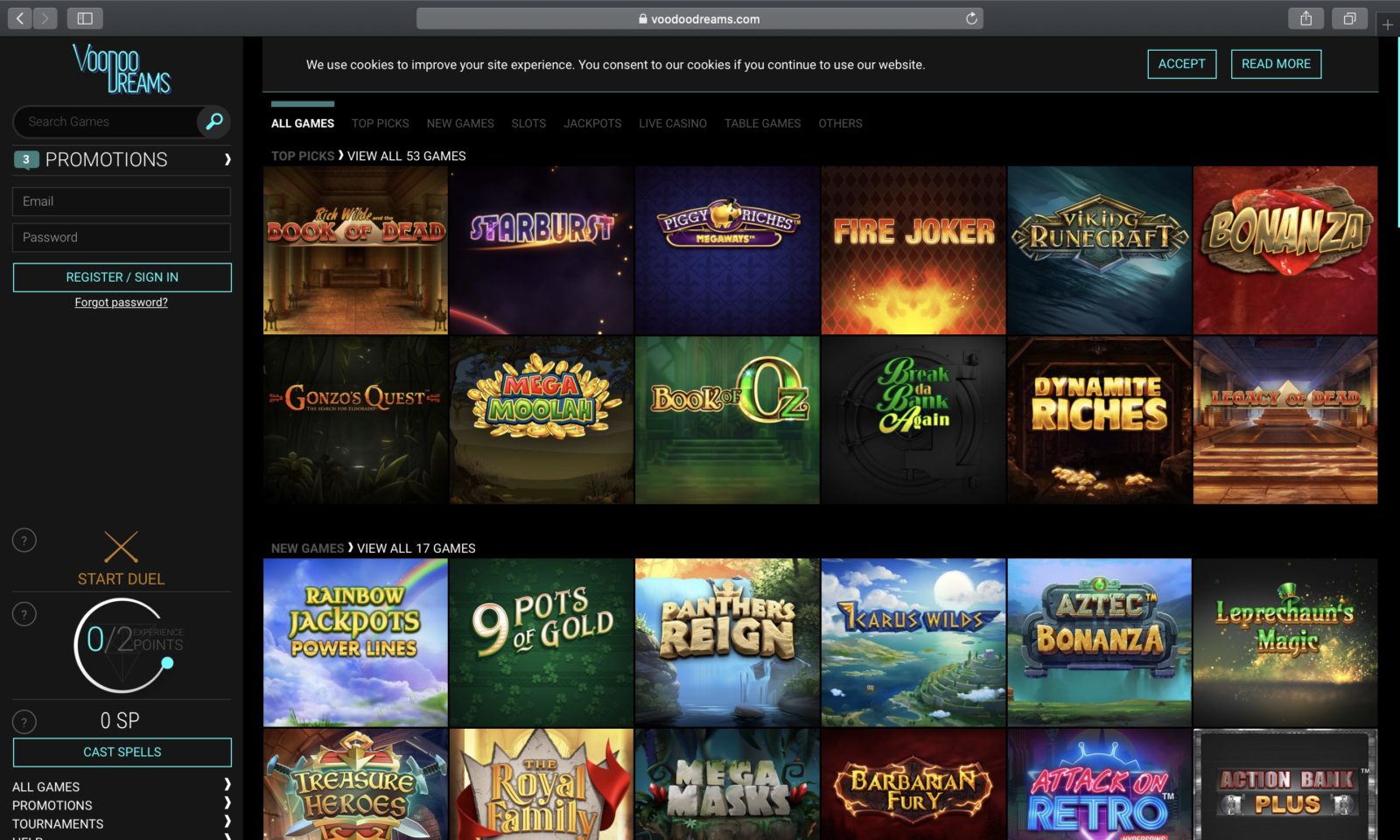 Screenshot of voodoodreams.com