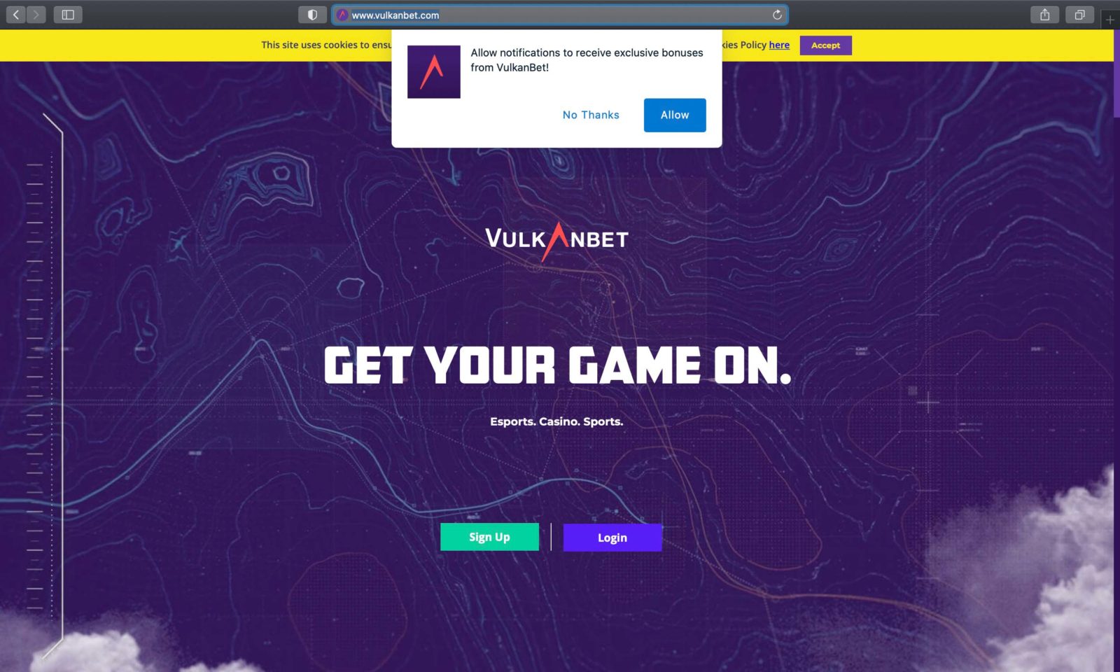 Screenshot of vulkanbet.com