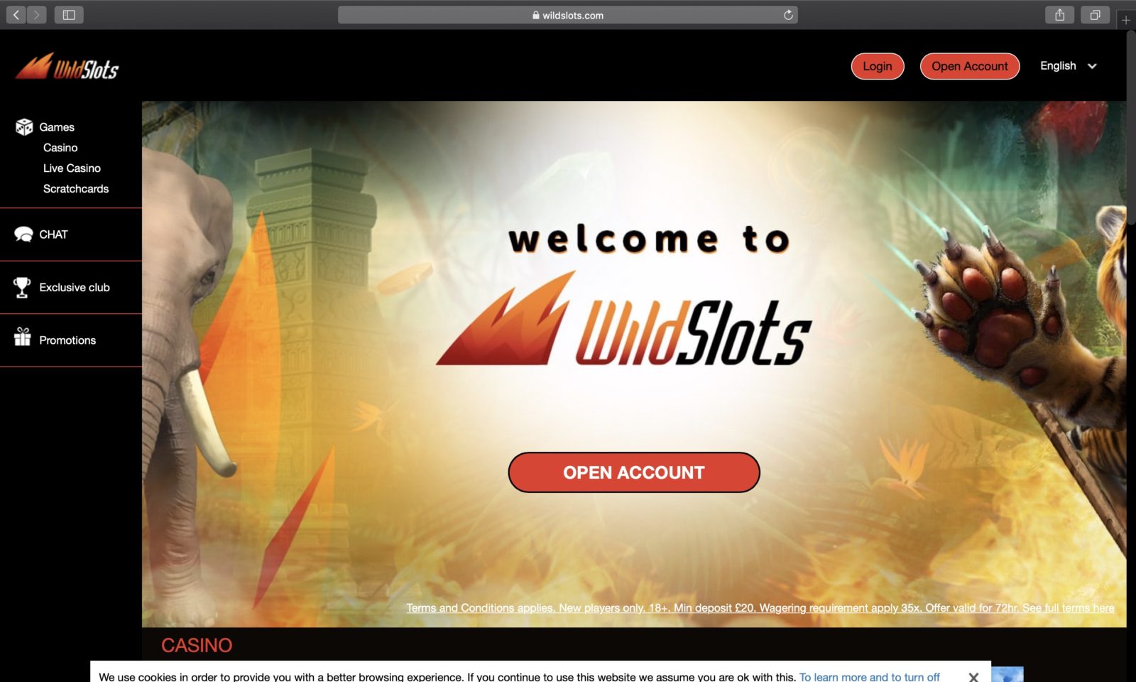 Screenshot of wildslots.com