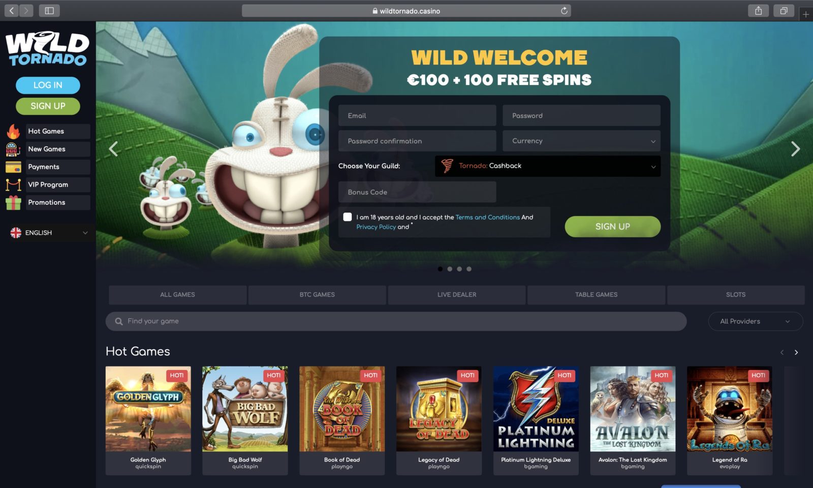 Screenshot of wildtornado.casino