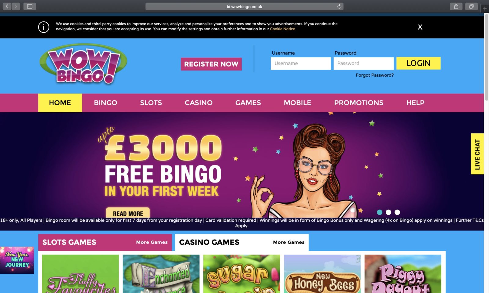 Screenshot of wowbingo.co.uk