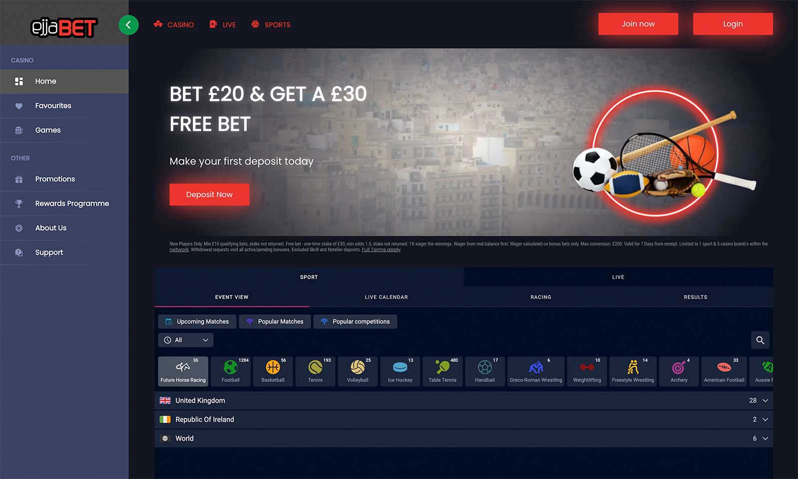 Homepage screenshot taken on 26 July 2024