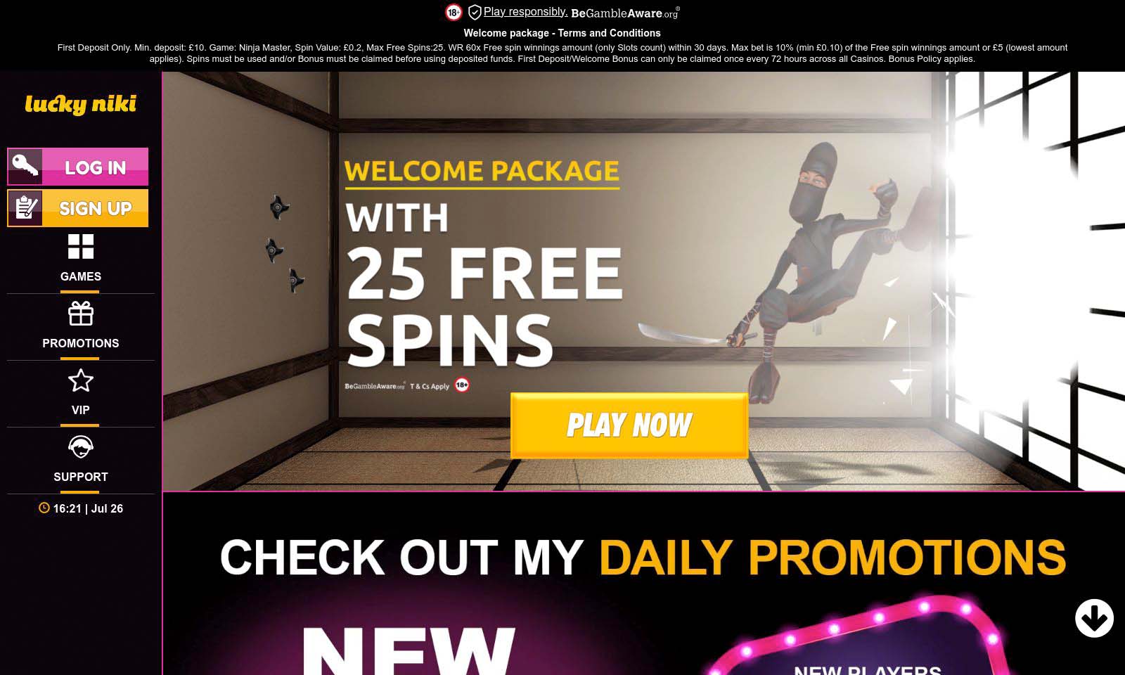 Homepage screenshot taken on 26 July 2024