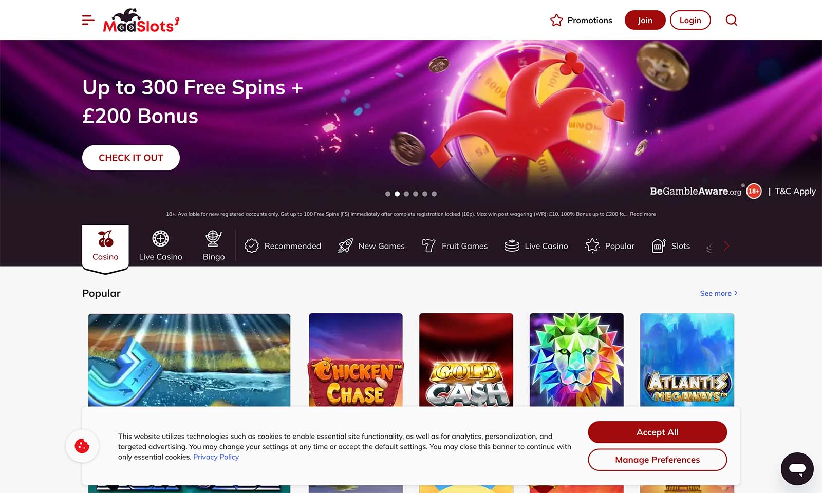 Homepage screenshot taken on 08 August 2024