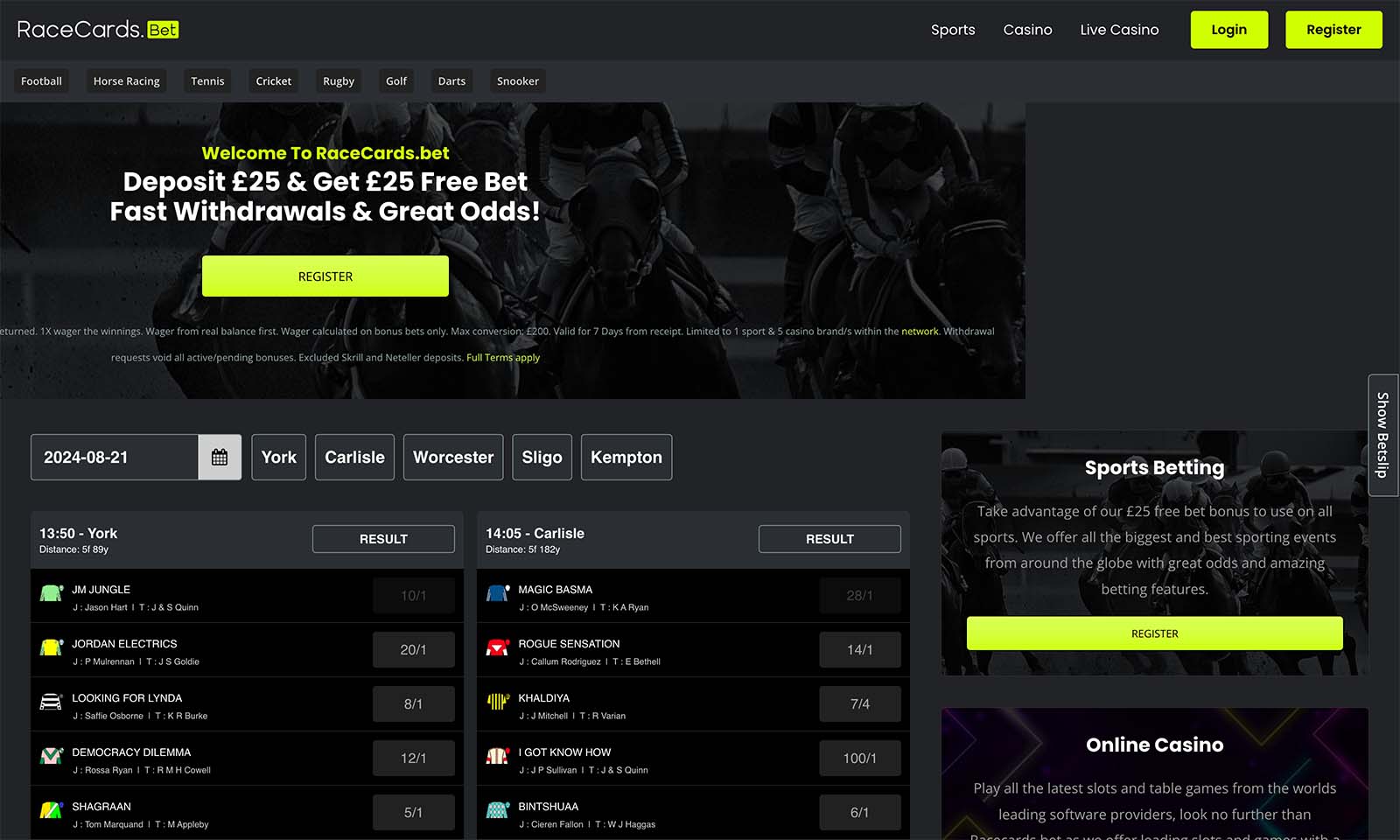 Homepage screenshot taken on 21 August 2024