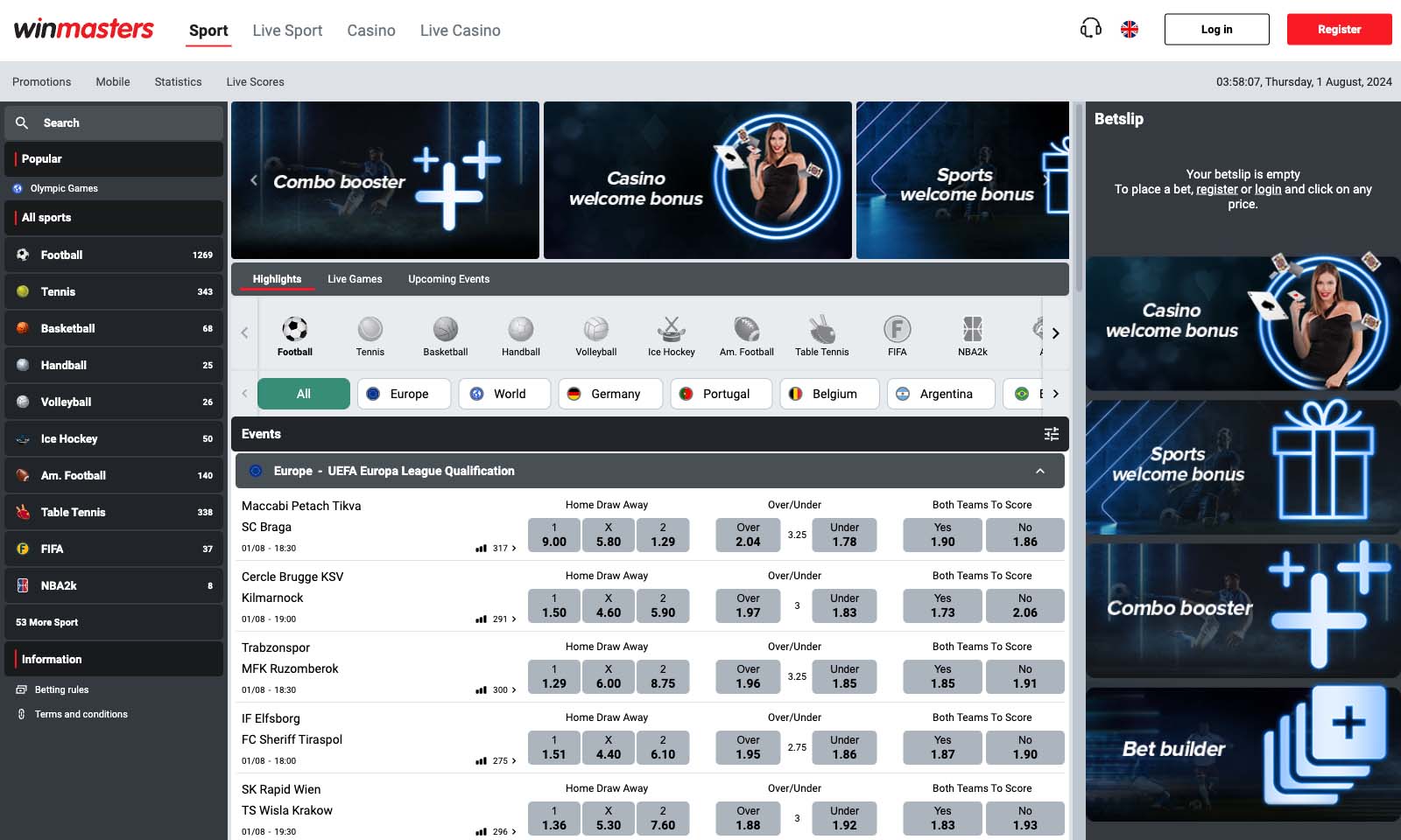 Homepage screenshot taken on 01 August 2024